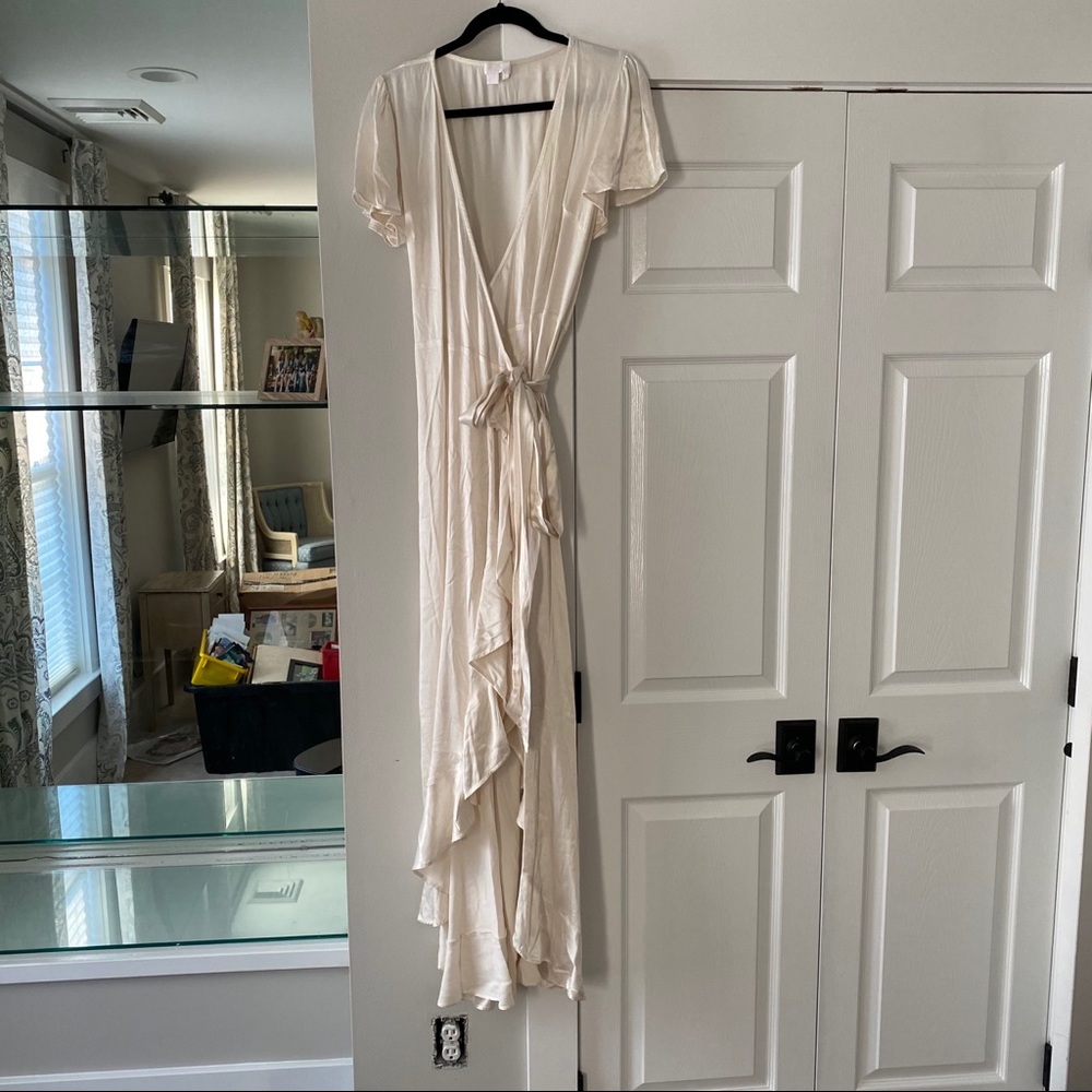 Ghost White Silk Wrap Dress